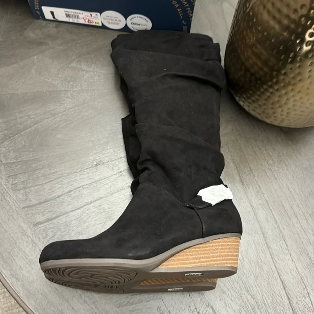 Dr. Scholl's Shoes Womens Break Free Faux Suede Slouchy Knee-High Boots